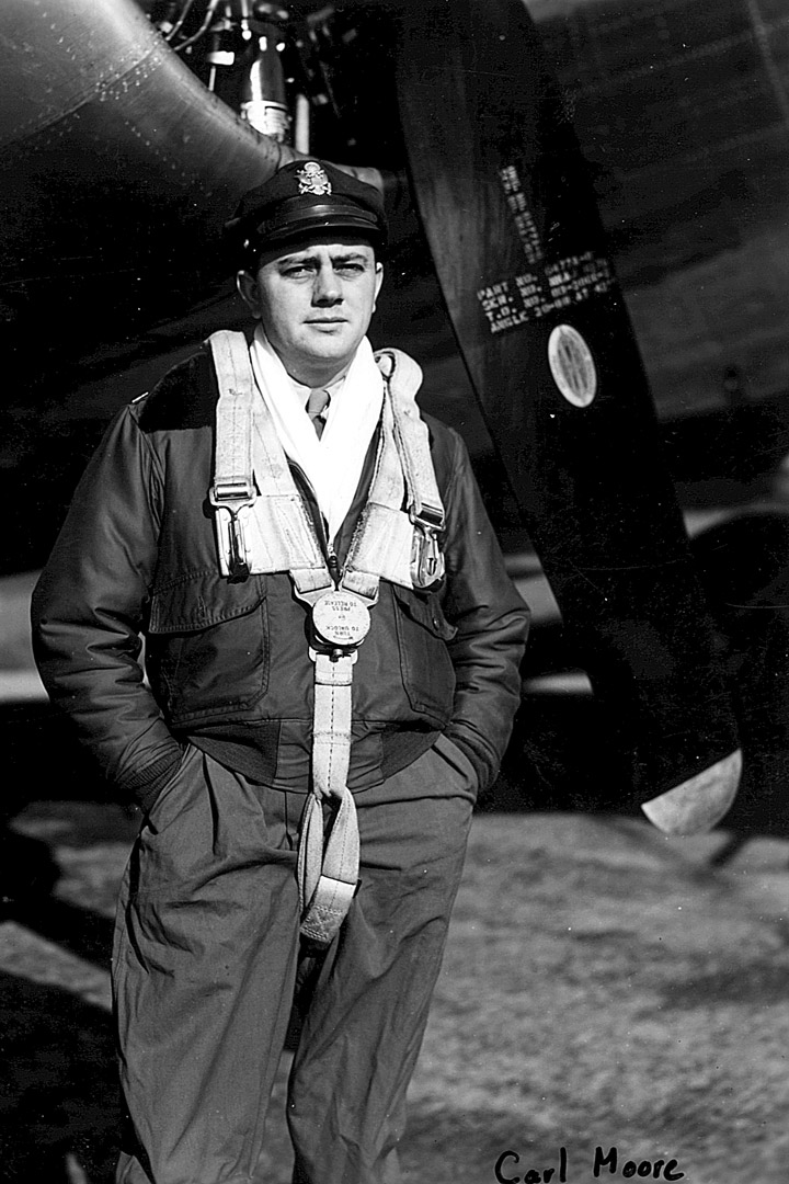 Captain Carlton Moore by Propeller - 603rd Squadron - early May 1944